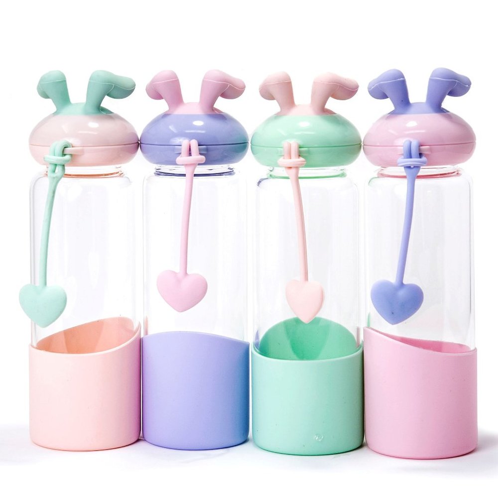 Bunny Pastel Glass Tumbler with Silicone Sleeve